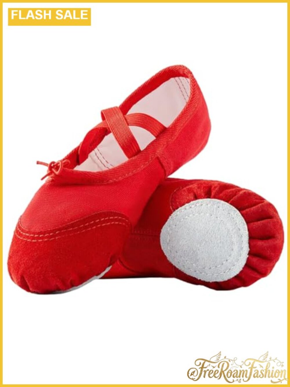 Leather Ballet Flats Dance Slippers Non-Slip Soft Sole Drawstring Gymnastics